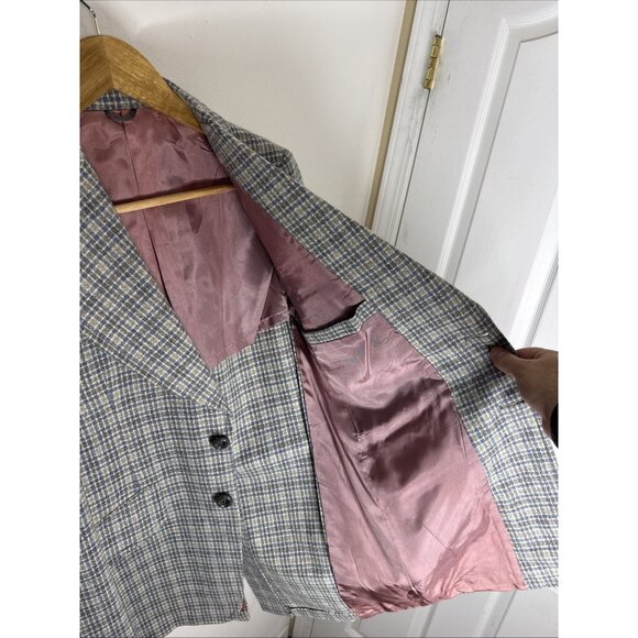 Vintage 1970s Sears Men’s Store Wool Sport Coat Blue Gray Check Plaid Men 36 - Picture 5 of 7